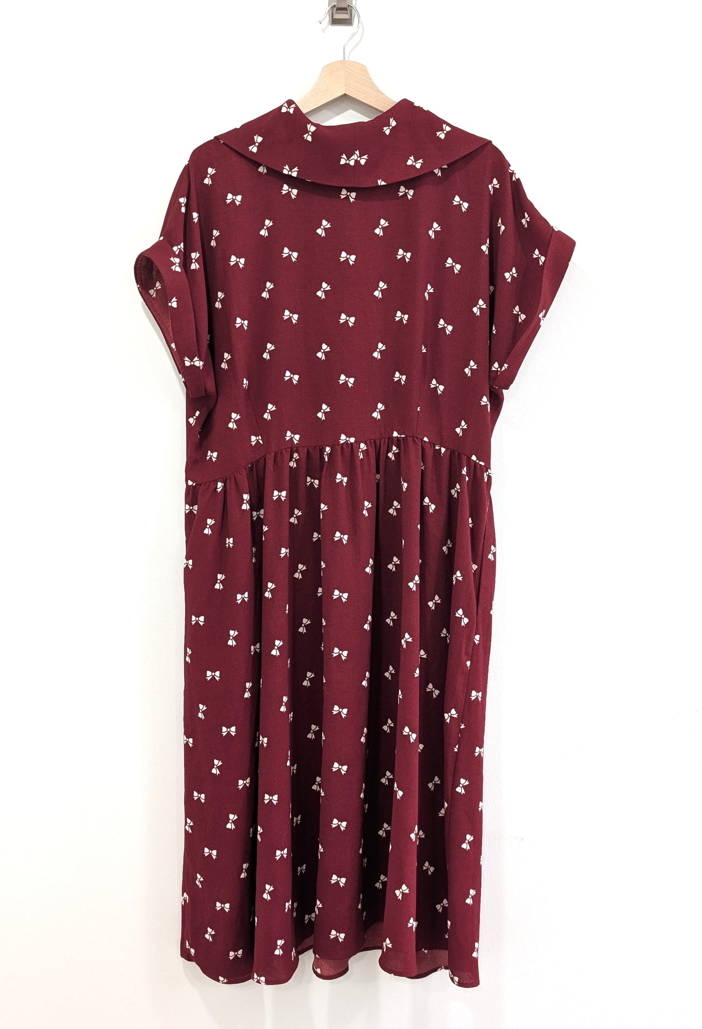 Short Sleeve Button-Up Dress with Bow Print