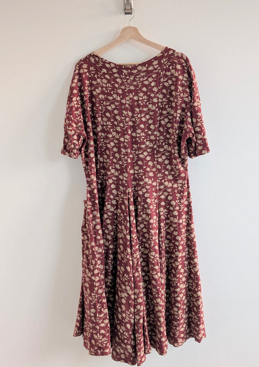 Short Sleeve Red Floral Dress