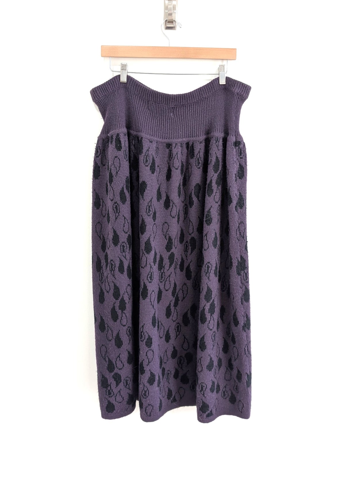 Purple Sweater Rain Drop Print Skirt (Medium)