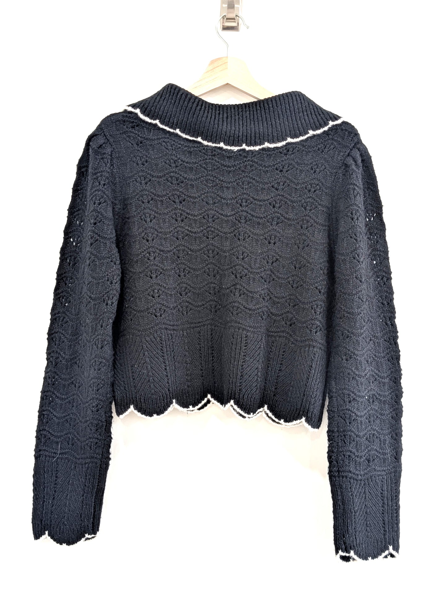 Long Sleeve Black and White Knit Cardigan