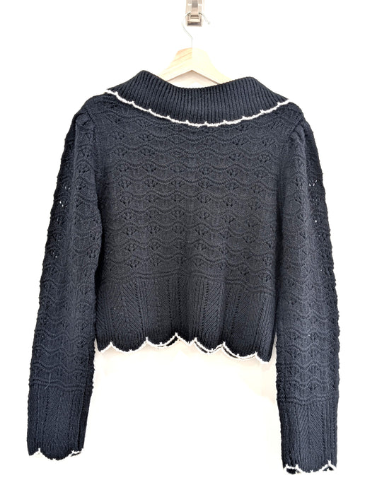 Long Sleeve Black and White Knit Cardigan