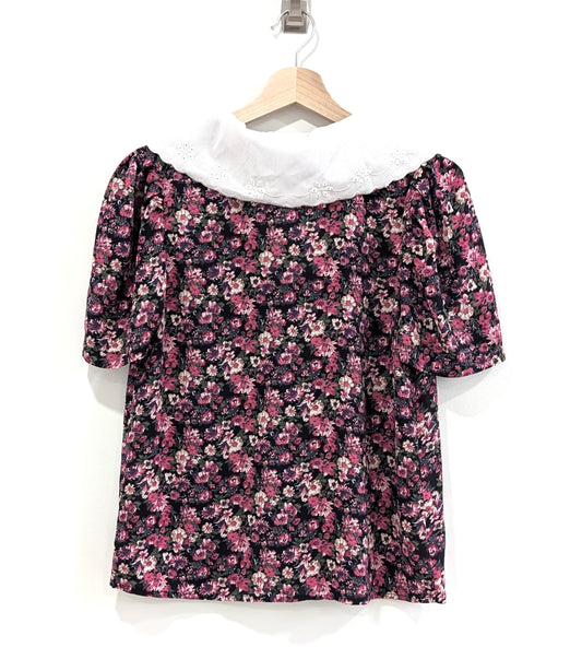 Floral Short-Sleeve Button-Up Blouse