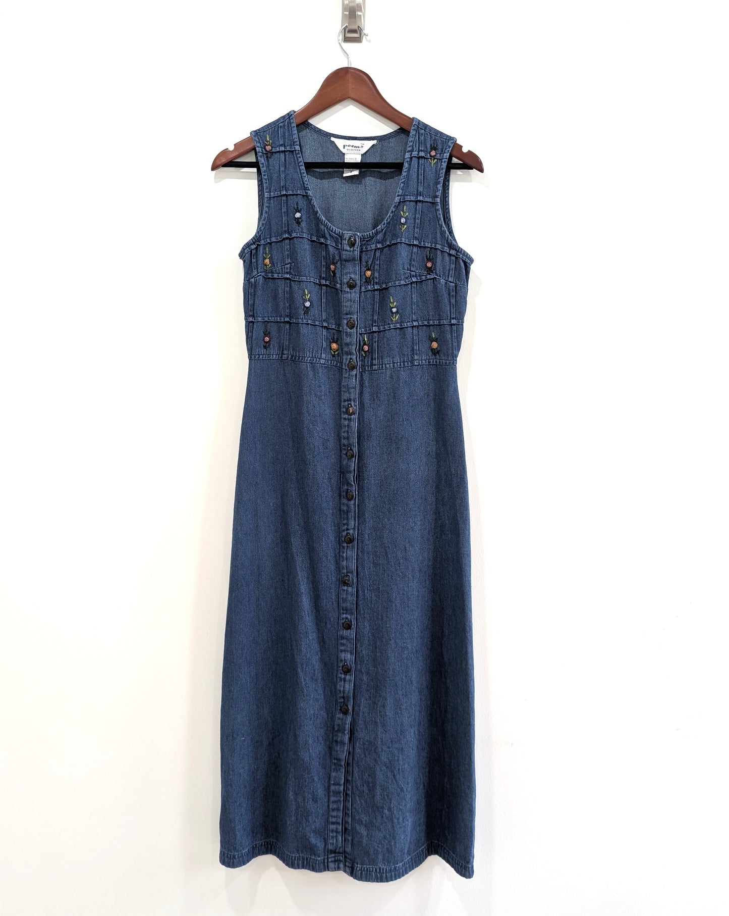 Floral Embroidered Denim Dress