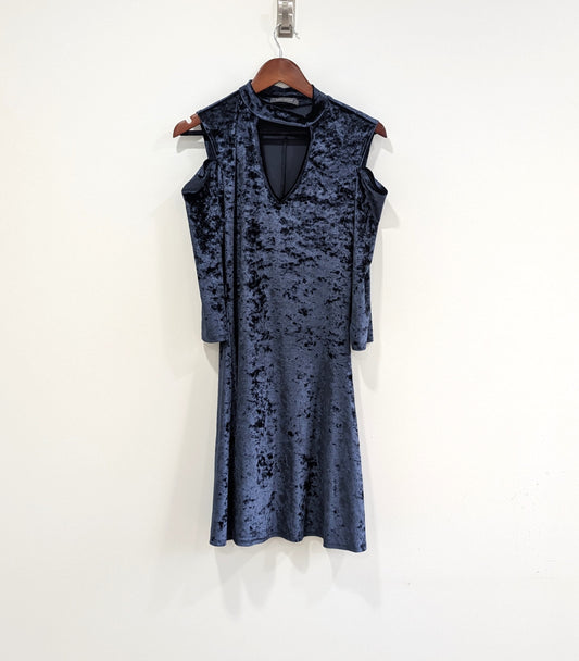 Cold Shoulder Crushed Velvet Dress