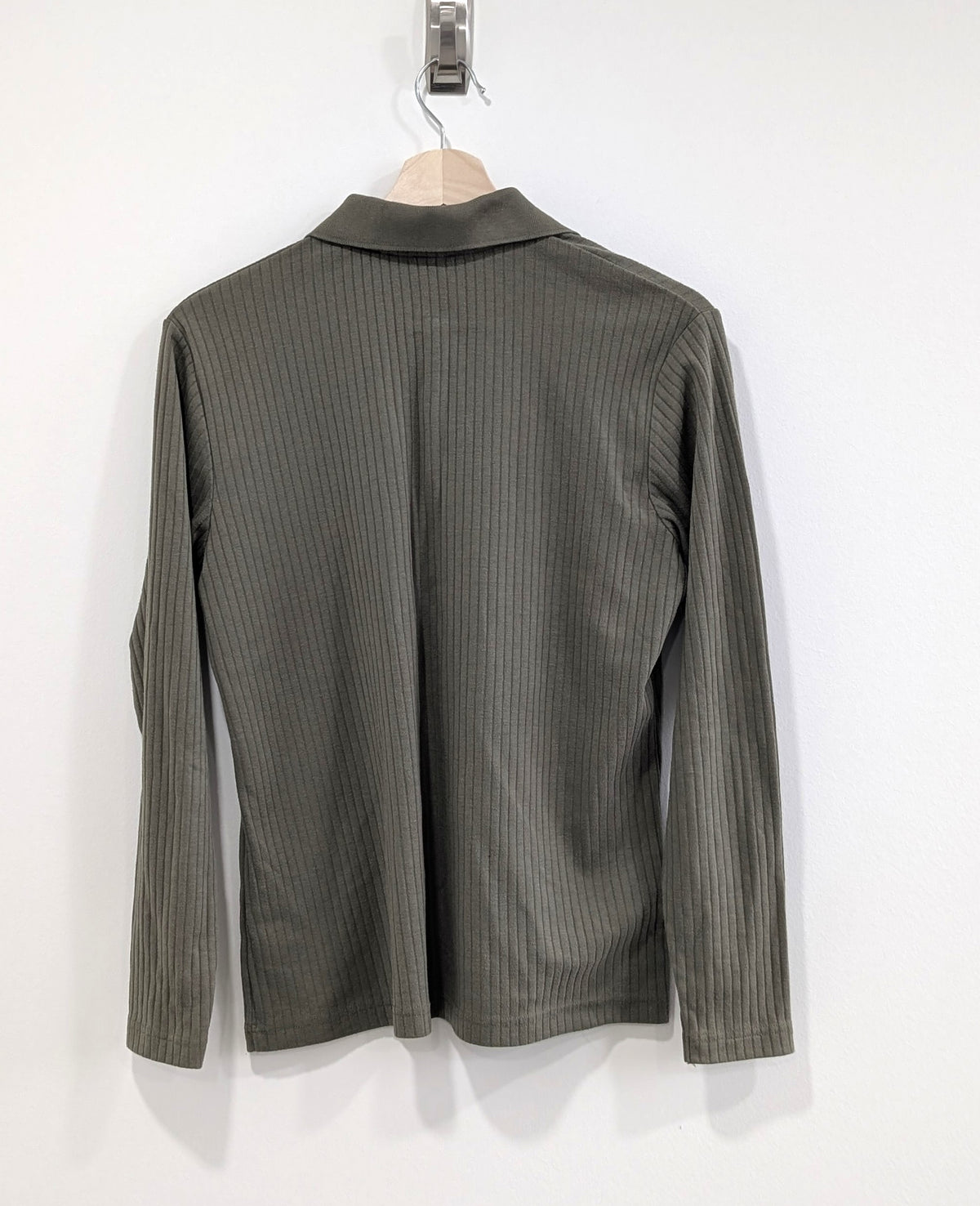 Light Green Long Sleeve Polo with Leaf Embroidery (Small)