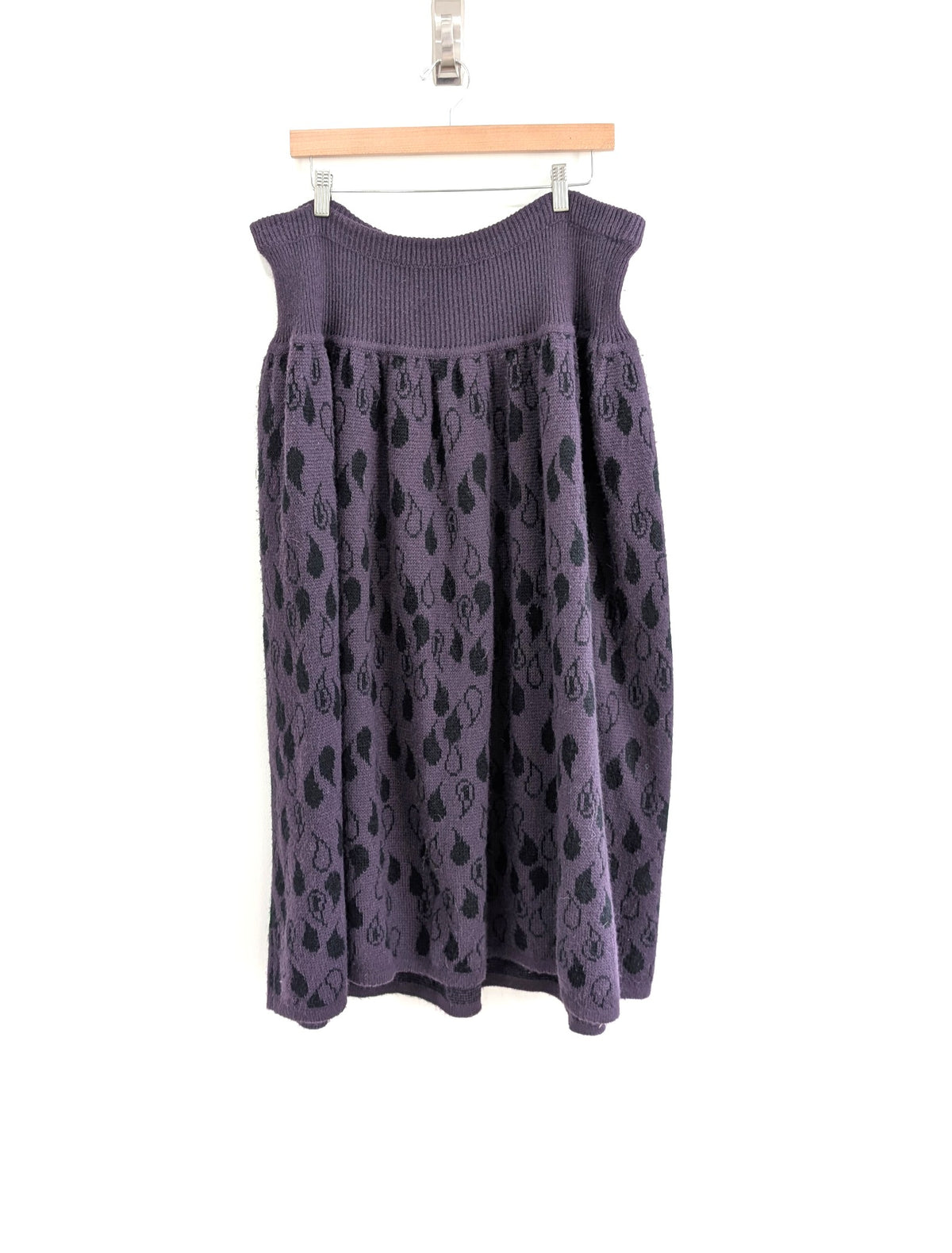 Purple Sweater Rain Drop Print Skirt (Medium)