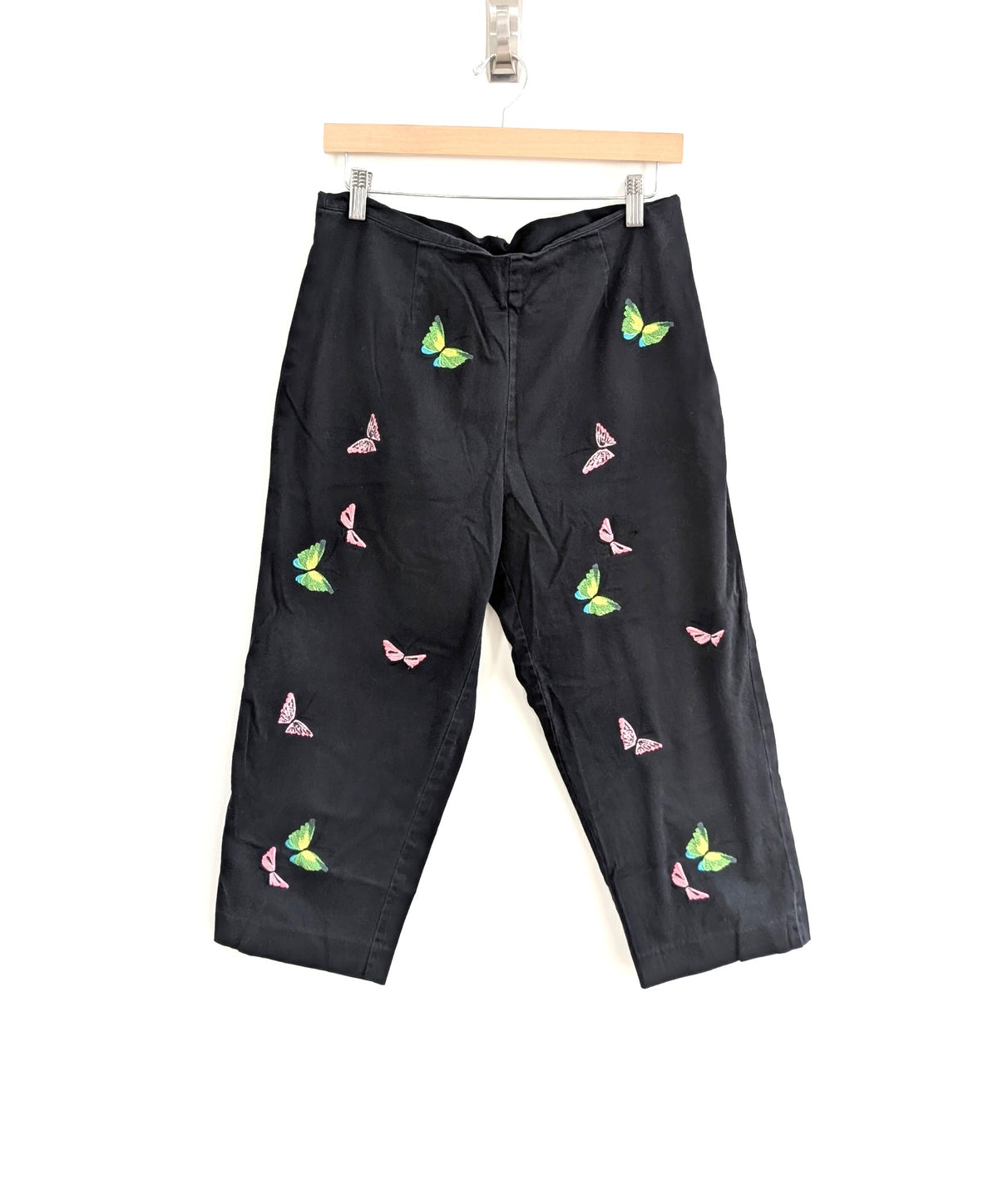 Black Embroidered Butterflies Pants (US 12)