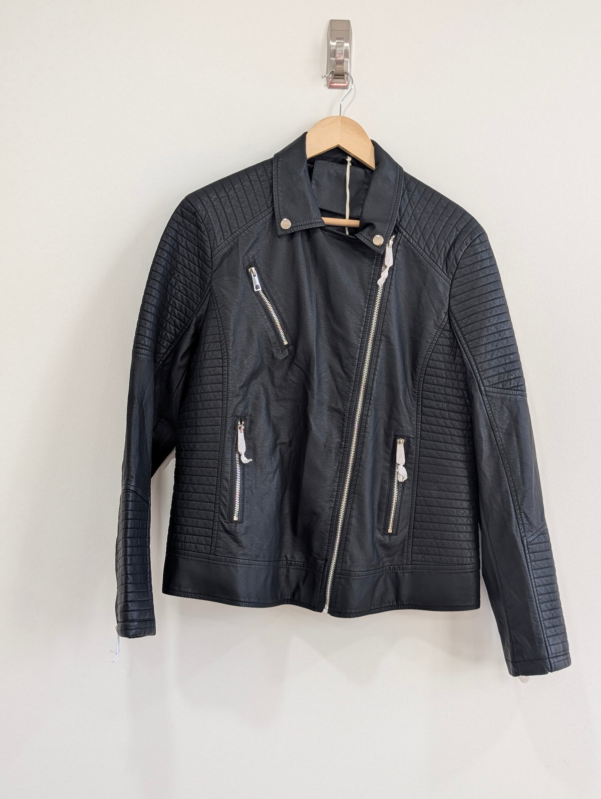 Black Faux-Leather Jacket (XL)