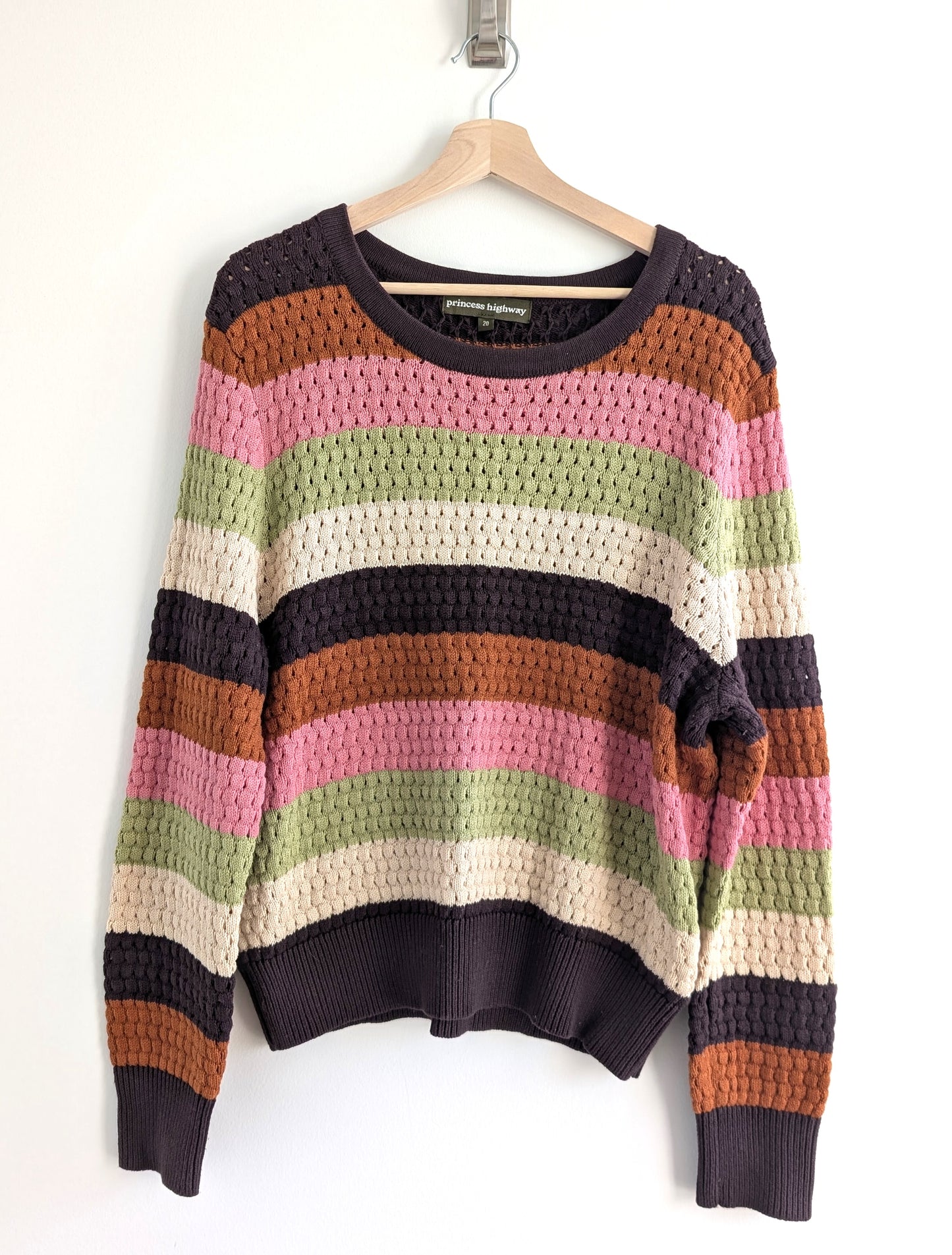 Multi-Coloured Striped Knit Sweater (Warm Tones)