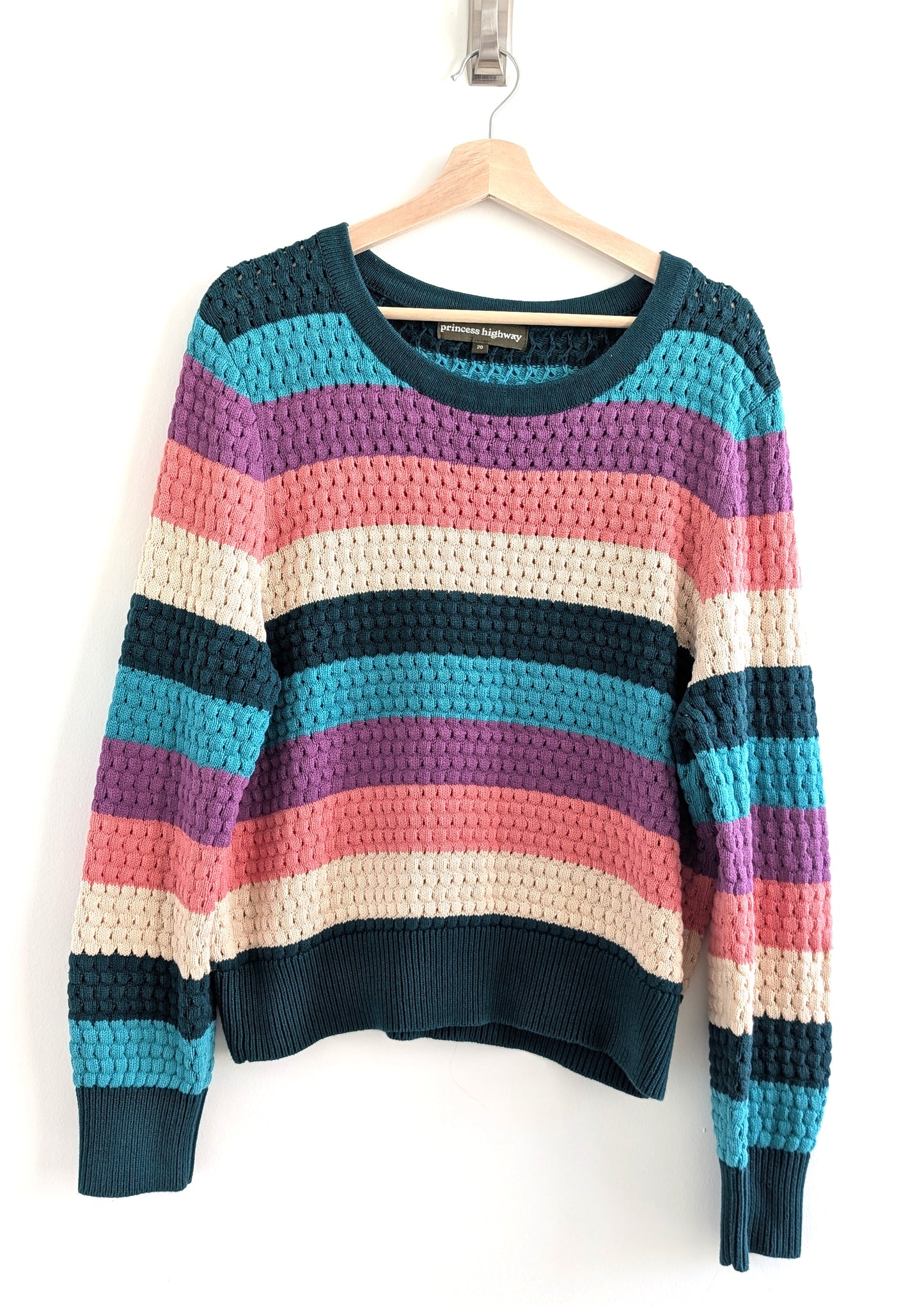 Multi-Coloured Striped Knit Sweater (Cool Tones)