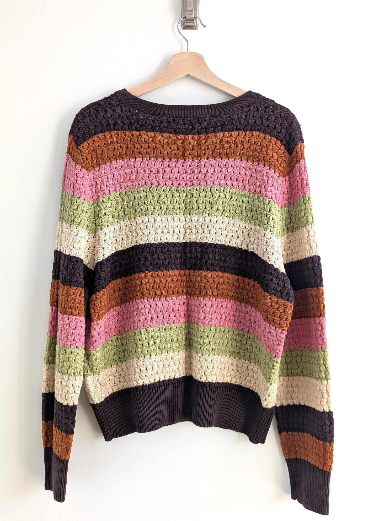 Multi-Coloured Striped Knit Sweater (Warm Tones)