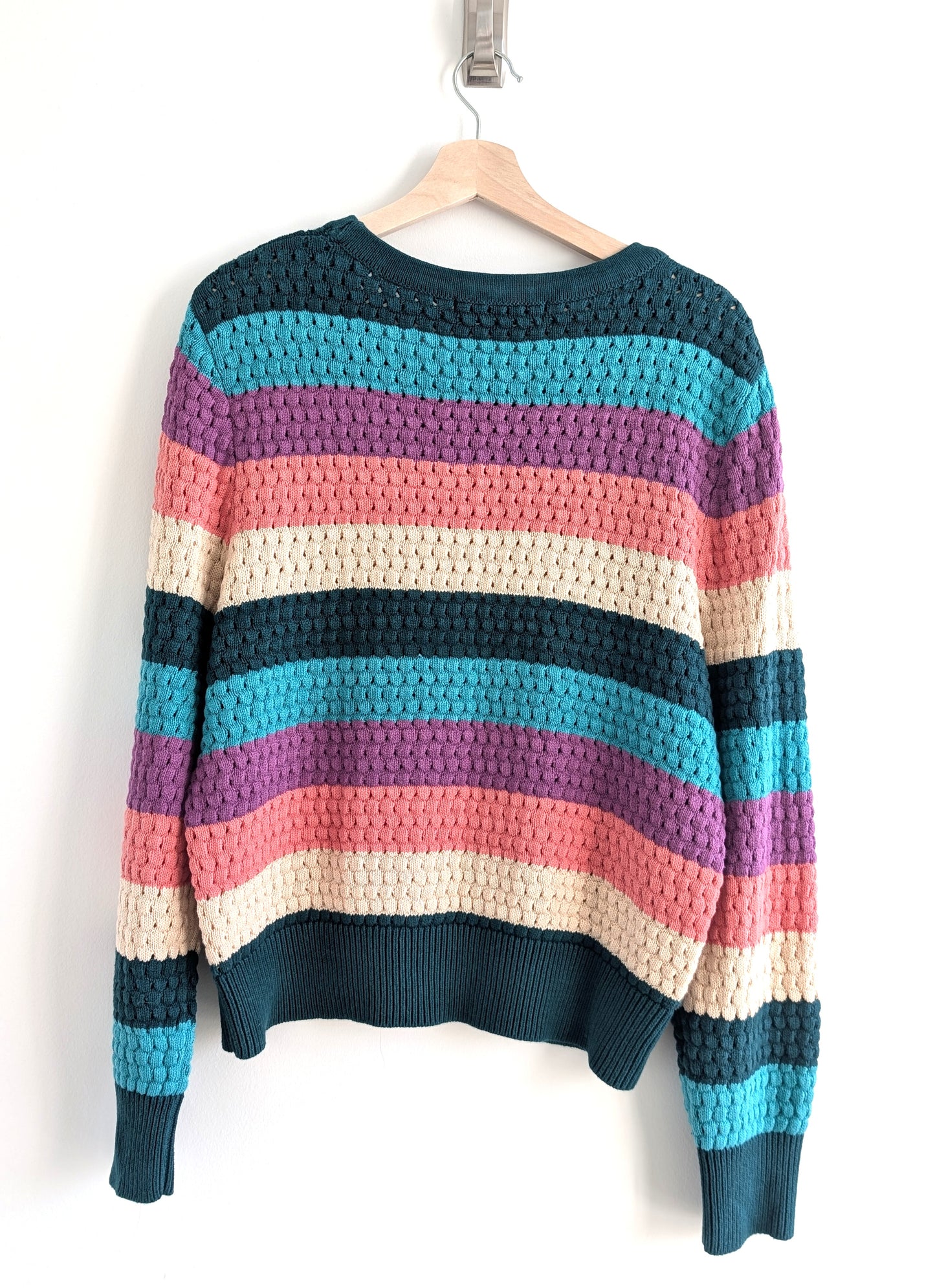 Multi-Coloured Striped Knit Sweater (Cool Tones)