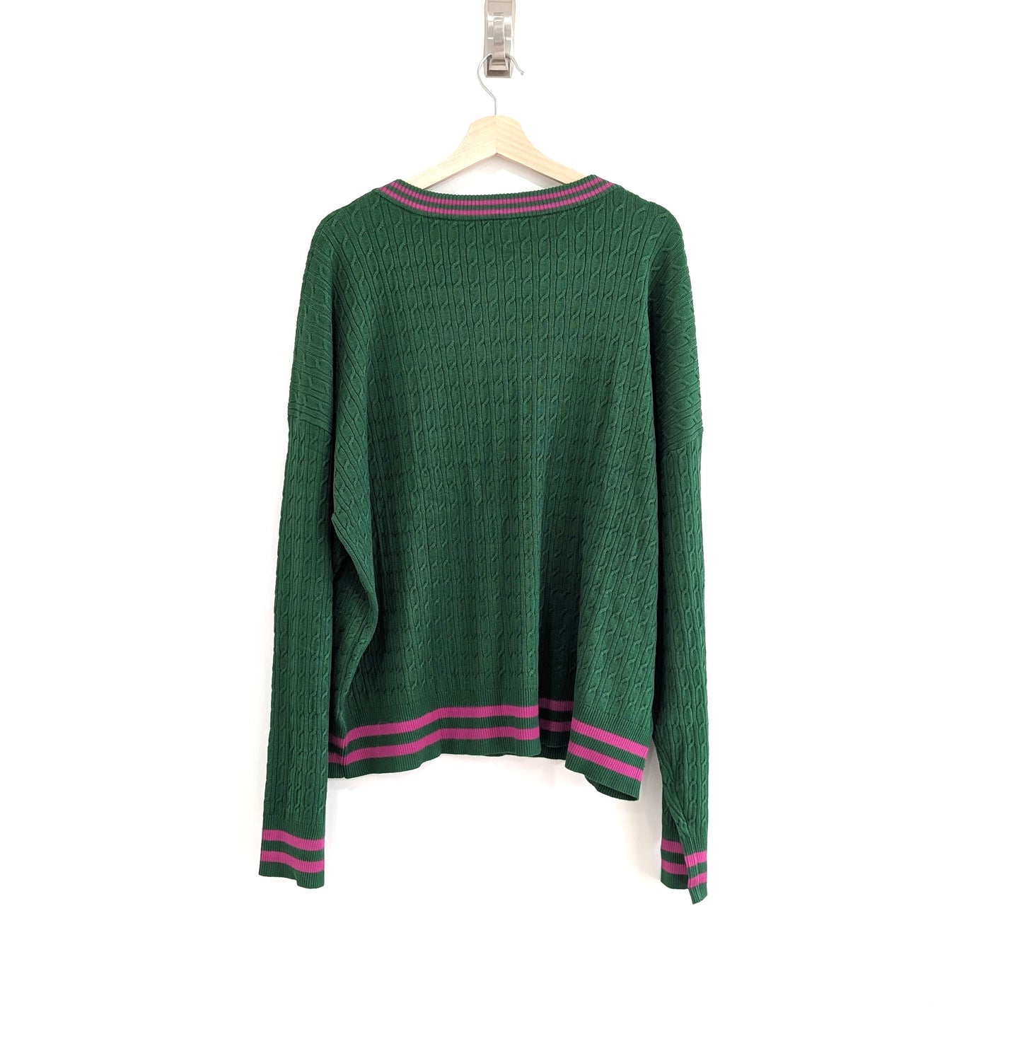 Long Sleeve Green Sweater with Pickeball Embroidery