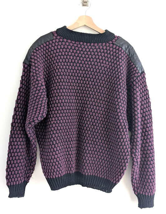 Black and Purple Bubble Knit Sweater