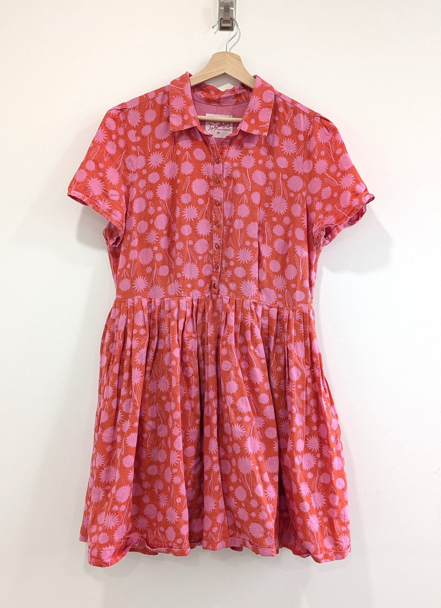 Dandelion Print Short Sleeve Dress