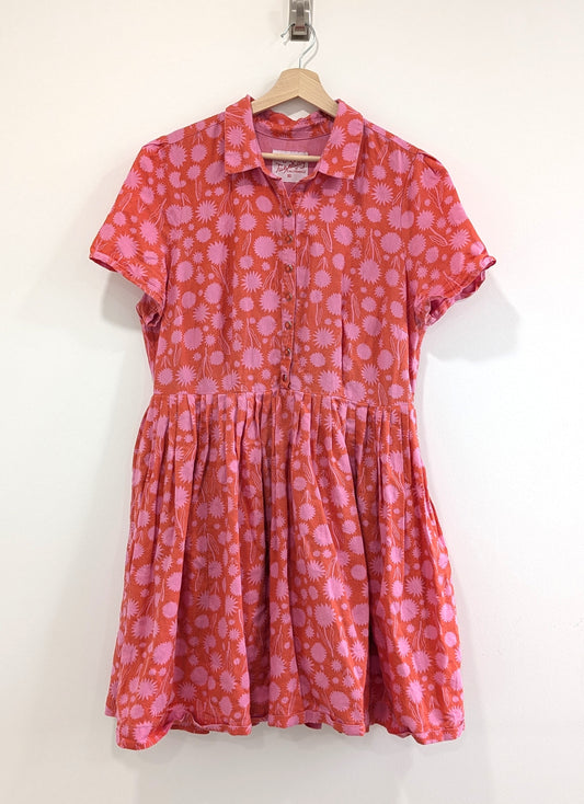 Dandelion Print Short Sleeve Dress