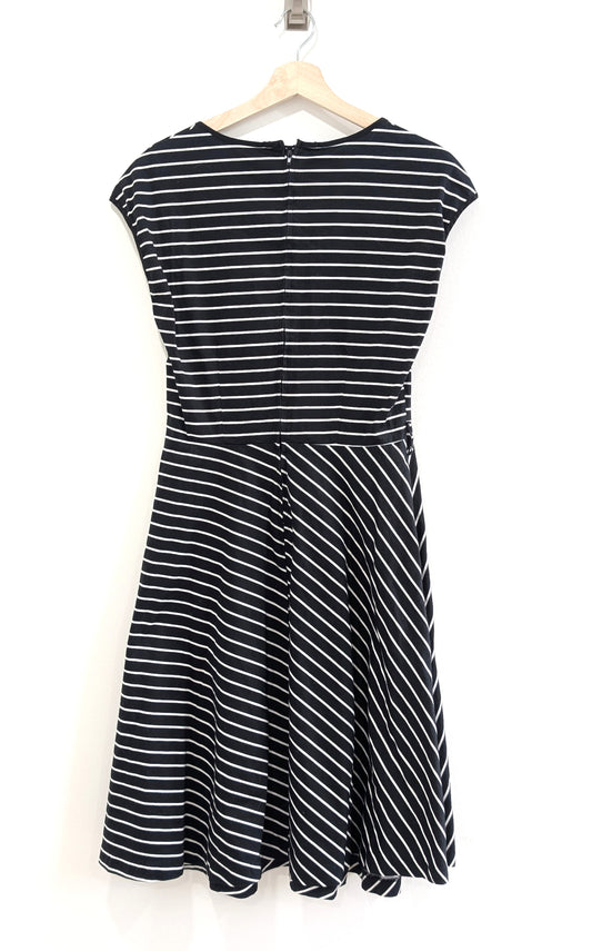 Short Sleeve Black and White Striped Dress