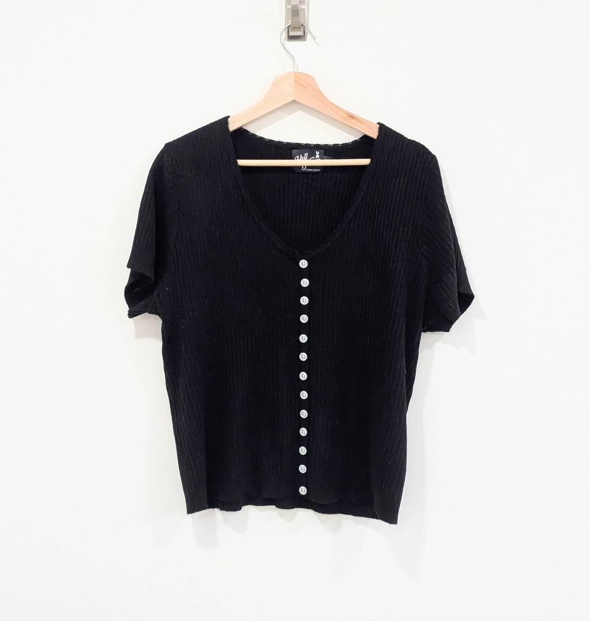 Black Button-Down Knit Top (1X)
