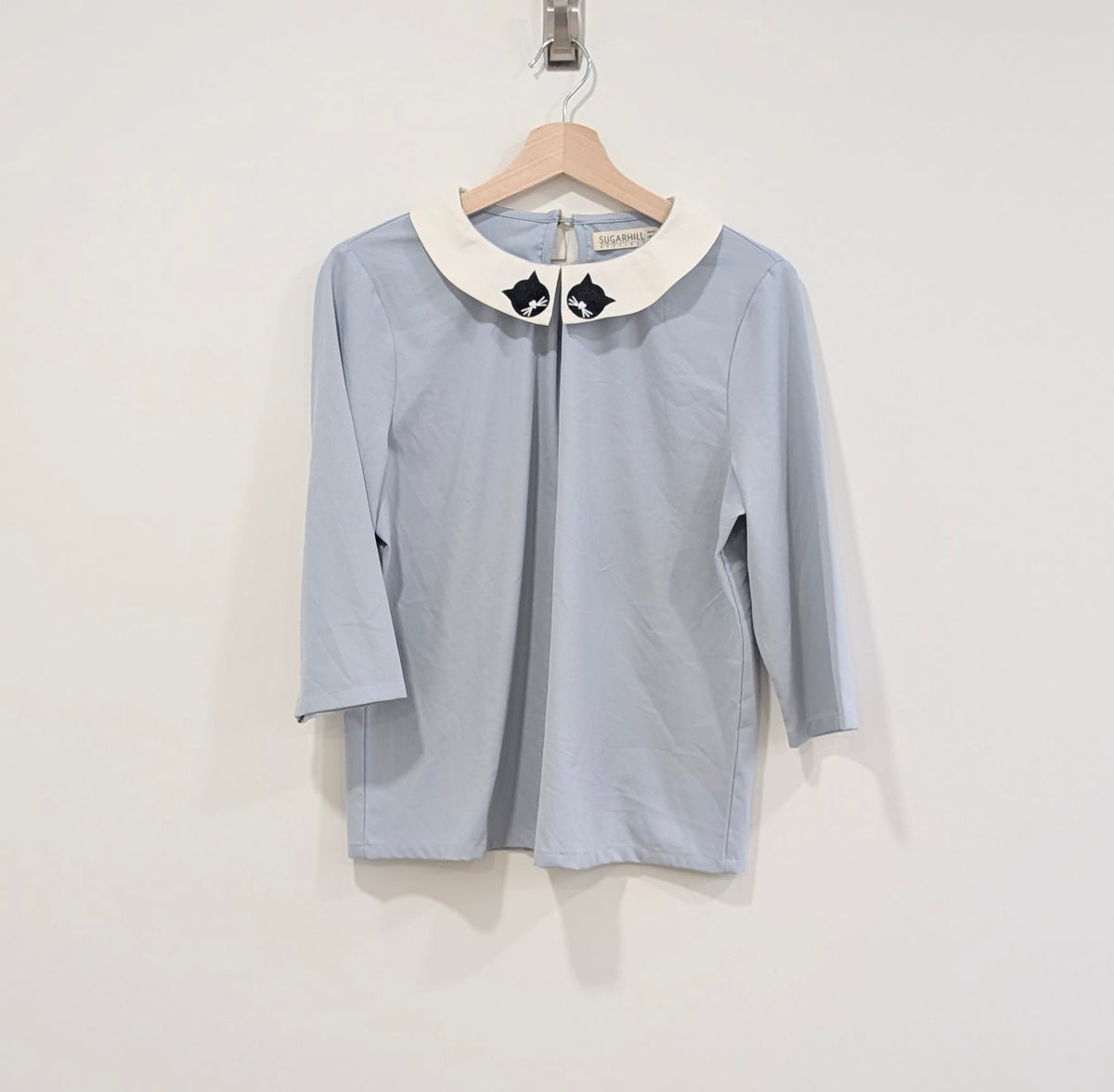 Pastel Blouse with Cat Embroidery (Small)